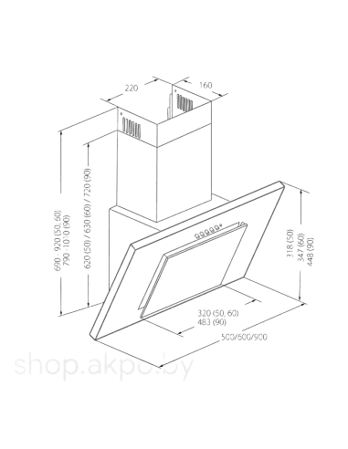 Вытяжка кухонная AKPO WK-4 Nero duo glass